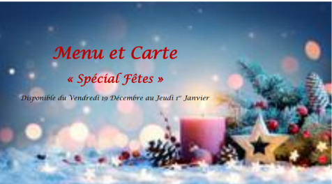 Menu et carte spécial fêtes Du 20 Décembre au 1er Janvier ou sur reservation